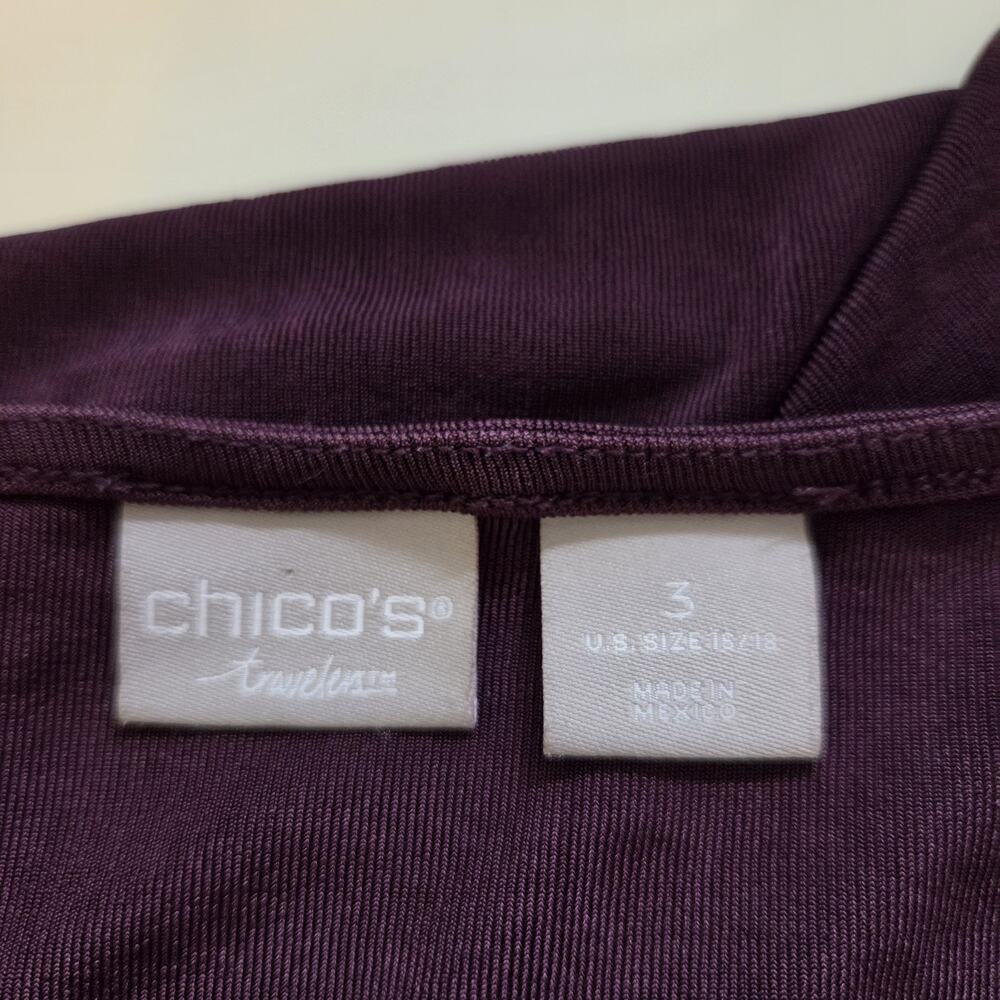 Chico's Travelers Burgundy LS Cowl Neck Flowy Packable Tunic Women's 3 US 16 18 - Picture 10 of 11